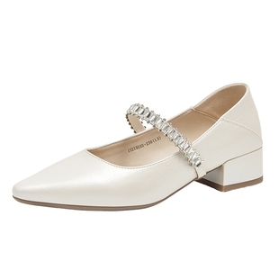 戈美其女鞋2025新款秋季法式配裙子鞋时尚高跟鞋细跟单鞋一字带鞋