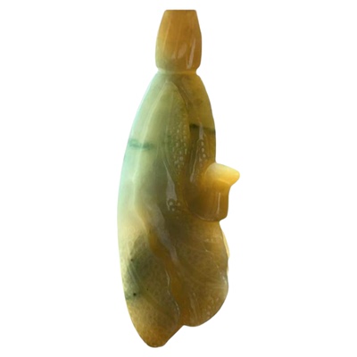 缅甸翡翠吊坠黄加绿黄翡白菜挂件