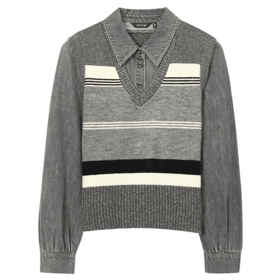 诗凡黎学院风格雷系假两件衬衣秋长袖衬衫上衣女伊芙丽outlets店