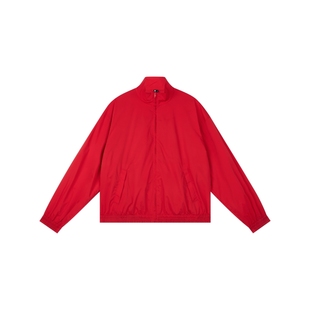 oneup户外防泼水立领红色运动外套女秋季小个子宽松训练夹克上衣