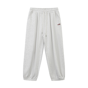 江南先生NewJNXS美式复古绣花束脚宽松卫裤秋季男女潮阔腿休闲裤