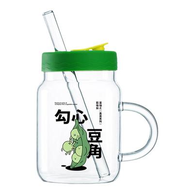 高硼硅玻璃杯带吸管水杯