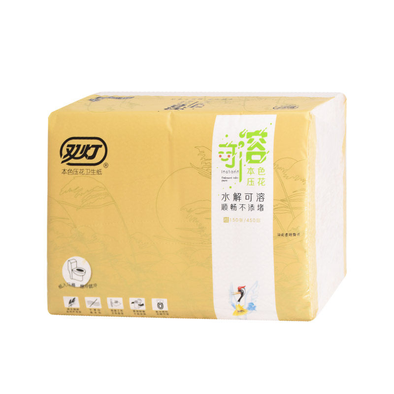 双灯可溶本色压花卫生纸450层加厚加韧厕用纸优质草纸实惠装包邮