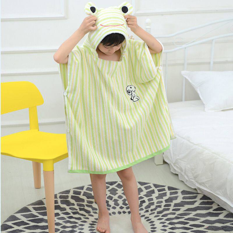 夏季纯棉儿童卡通浴巾可爱沙滩浴袍披斗蓬变百浴宝宝小孩巾