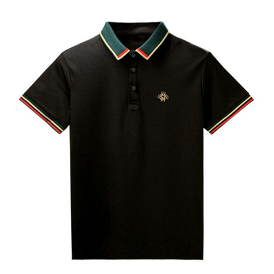 夏季短袖街拍蜜蜂刺绣polo衫轻奢