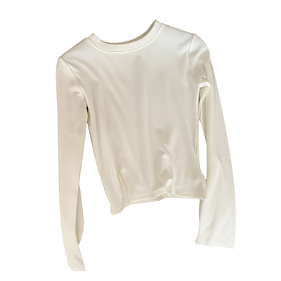 小个子短款直筒加绒长袖T恤女