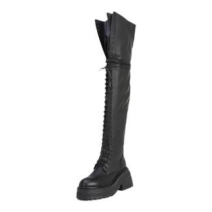 机车靴女长筒真皮欧美英伦高筒马丁靴裤管皮靴大腿靴厚底过膝长靴