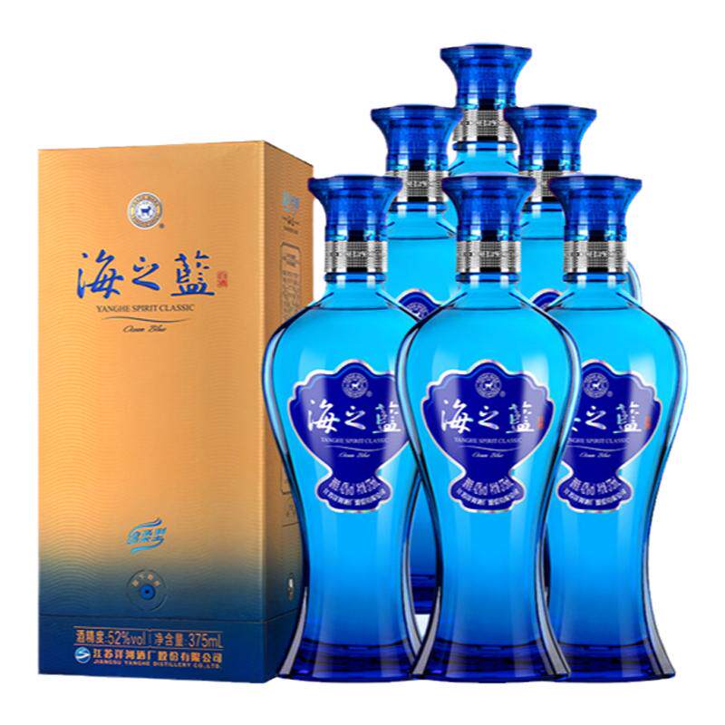 洋河海之蓝52度375ml白酒整箱装