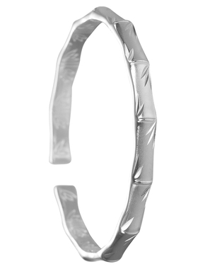 吴越老银铺足银9999竹叶手镯纯银镯子百搭年轻款生日礼物送朋友