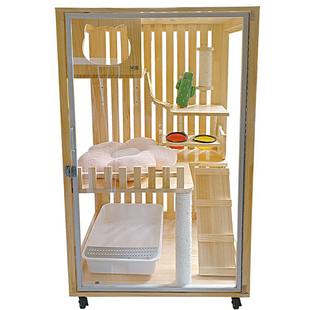 全景猫别墅实木小户型猫窝不占地猫笼一体猫砂盆猫柜室内家用猫屋