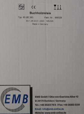 议价EMB瓦斯继电器 BC80 63-1.28.33.41-0343 全新原装正品