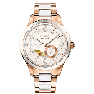 新年礼物送女友罗宾尼手表女气质时尚潮流防水自动机械表陶瓷