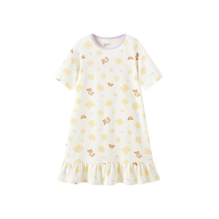 全棉时代2026年夏新款女童纯棉睡裙儿童宝宝凉感家居裙女孩小裙子