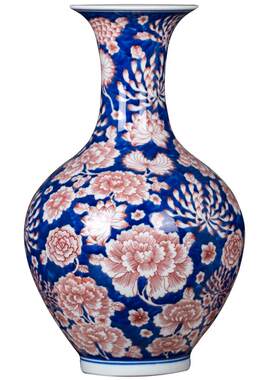 手绘青花瓷万花釉里红花瓶