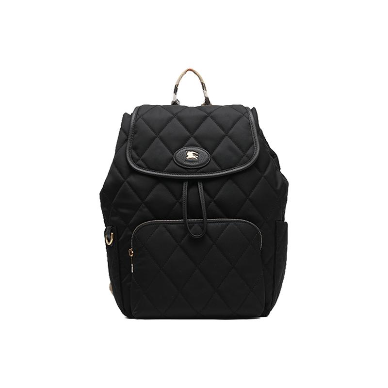 【自营】BURBERRY/博柏利女士格纹肩带菱格小号双肩包休闲出游