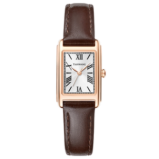 天王表复古小方表美拉德小棕表女士石英手表31354