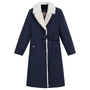 YINER音儿专选女装冬季长款防风保暖水貂毛西装翻领派克服皮草