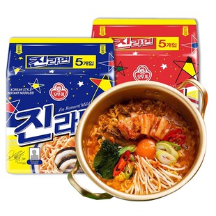 不倒翁金拉面辣味韩国进口芝士真海鲜泡菜方便面原味袋装混合汤面