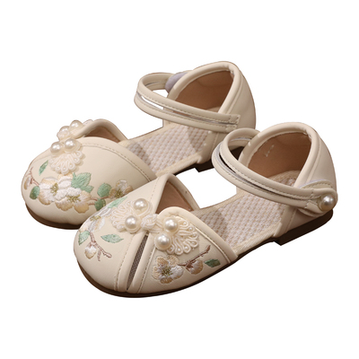 汉服鞋女童古风国风绣花皮鞋夏季