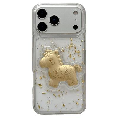 jze创意ins立体滴胶金箔马上有钱适用苹果17ProMax手机壳iphone15新款16pro女13国风15pro本命年14防摔保护套