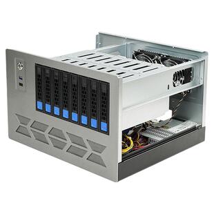 新款8盘位NAS机箱带背板热插拔MATX板冗余电源位4全高PCI槽铝面板