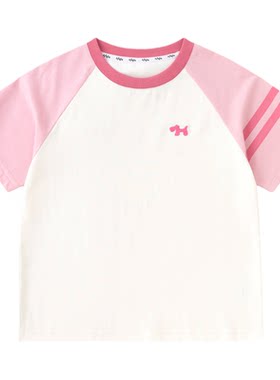 嘟嘟家儿童t恤学院风男童短袖休闲女童夏装上衣2026新款宝宝夏装a