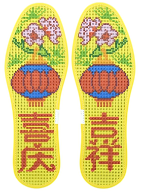 小格子结婚款十字绣鞋垫鸿运玫瑰
