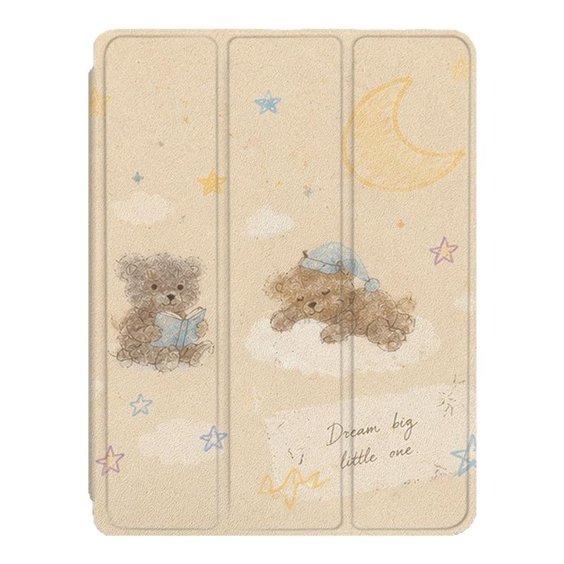 适用卡通小熊苹果ipadpro可爱温馨air7简约2025新款mini6第10代11寸2023版12.9三折式3带笔槽5平板4保护套壳