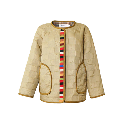 ROLLCALL豆沙绿拼接绗棉棉服