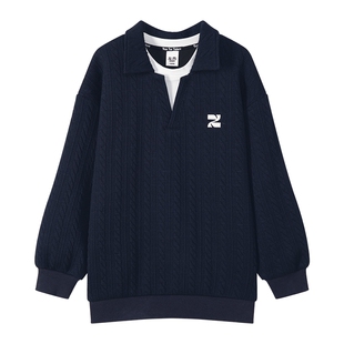 左西童装男童卫衣儿童外套学院POLO衫假两件2026春季休闲春装上衣