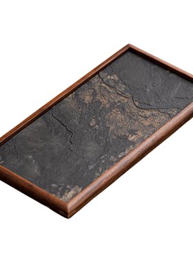 圭隐堂天然彩岩石手工竹制壶承高档家用干泡台茶盘茶具茶托盘茶台