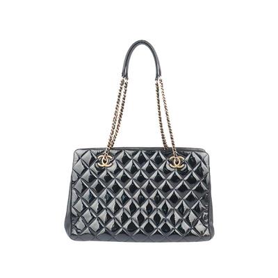 9新香奈儿CC EYELETS SHOPPING TOTE漆皮小号单肩二手奢侈品包包