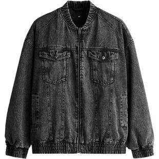 HM男装女装夹克春季长袖工装宽松复古美式情侣装牛仔外套1238256