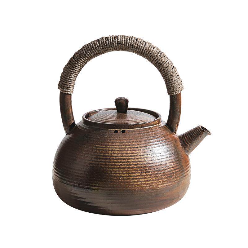 老岩泥柴烧纯手工提梁煮茶壶中式复古陶壶家用功夫茶具泡茶煮茶壶