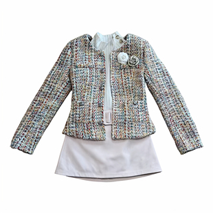 越韩小鱼Musefish 香香珍妮 夹棉羊毛小香风外套女千金风三件套装