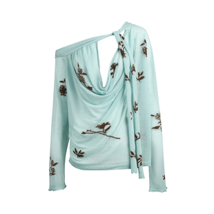 WMWM 设计师品牌 25秋冬新品 花卉提花斜肩系带针织上衣 SOLSOL