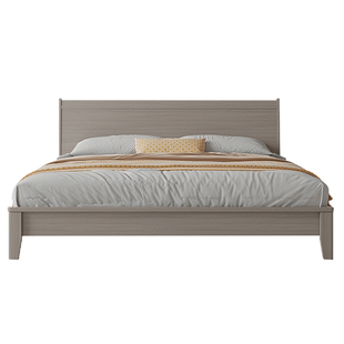 双虎实木床主卧现代简约白蜡木1.8米双人床卧室小房间省空间SM101