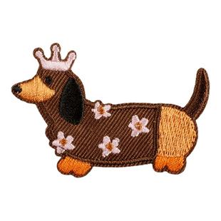 卡通刺绣布贴腊肠狗衣服补丁裤子破洞儿童书包装饰图案贴自粘免缝