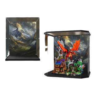 KGBOX乐高21348龙与地下城红龙传说亚克力展示盒模型防尘罩透明