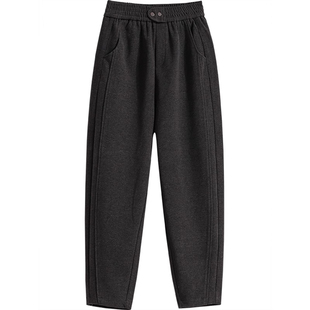 清仓捡漏哈伦裤女士小个子宽松显瘦萝卜裤加绒加厚毛呢弯刀香蕉裤