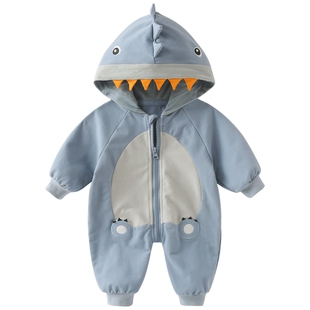【2025秋首发】婴儿衣服男宝可爱连帽爬服女婴外出冬装宝宝连体衣