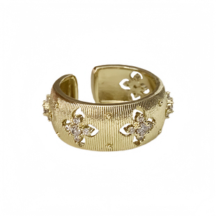 「罗马契约」法式拉丝金复古高级感叠戴百搭轻奢镂空蕾丝开口戒指