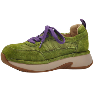 Artmu阿木德训绿色鞋子女2026新款爆款真皮镂空休闲运动鞋女款