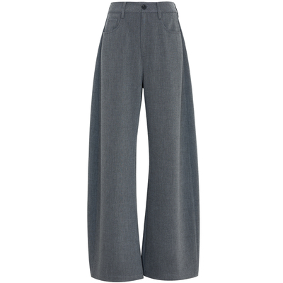 夏莫卡高智灰A4腰阔腿西装裤