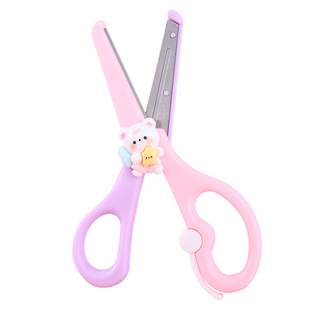 黛尔尼曼 儿童剪刀安全手工不伤手幼儿园3-10岁宝宝初学练习剪纸用小学生diy制作省力回弹塑料可爱圆头小剪子