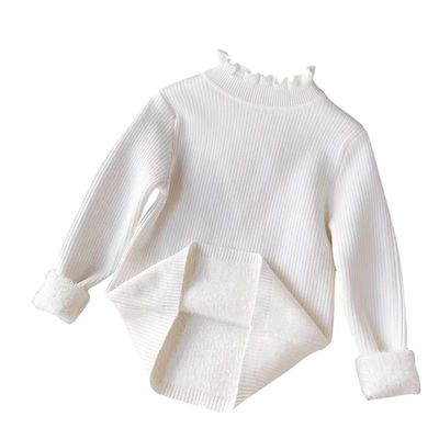 女童加厚一体绒毛衣秋冬装打底衫