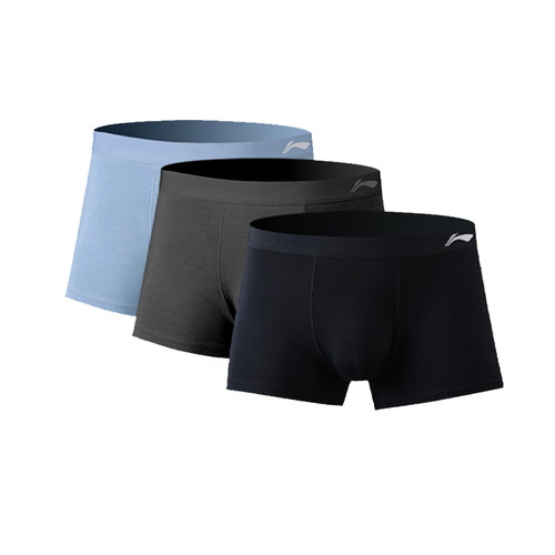 李宁运动内裤男士莫代尔棉纯抗菌透气青少年跑步四角平角裤马拉松