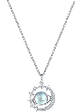 周六福星球项链女链坠S925银时尚甜美高级感小众送女友节日礼物