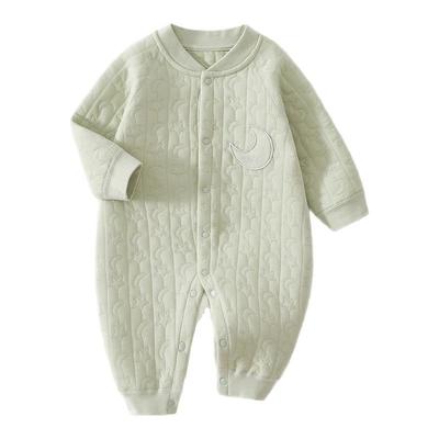 婴儿早秋夹棉保暖对开连体衣