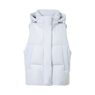 朗姿集团LIME莱茵羽绒服微皱肌理感拼带马甲天空蓝简约高级25冬新